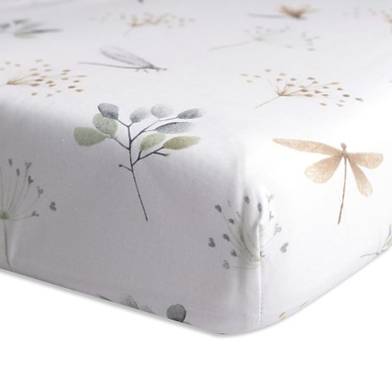 Cotton Fitted Sheet with Elastic - Dragonflies (120x60 cm)