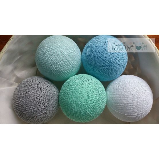 Cotton shining LED balls Cotton Balls - mint pastel