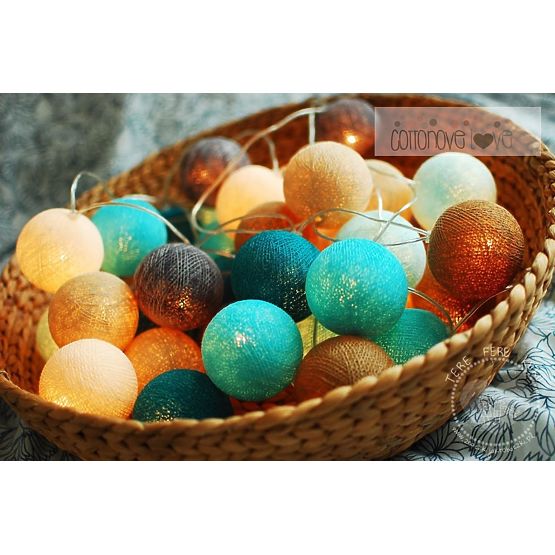 Cotton shining LED balls Cotton Balls - turquoise