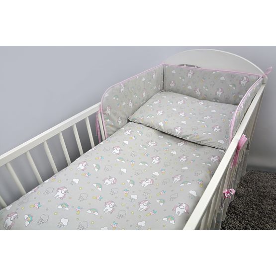 Crib bedding set 120x90cm Pony - grey