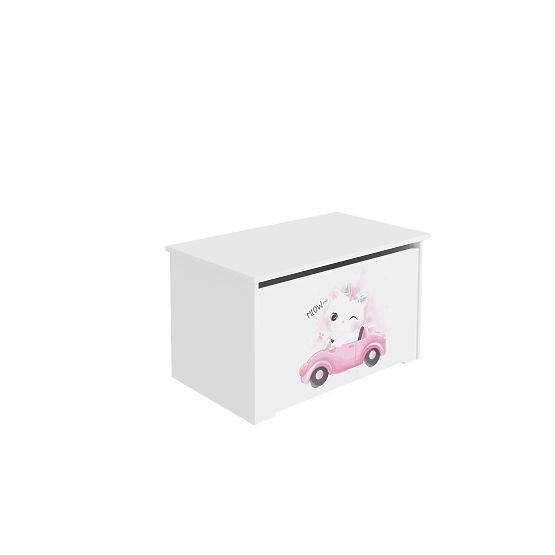 Daria White Toy Chest with Cat Print
