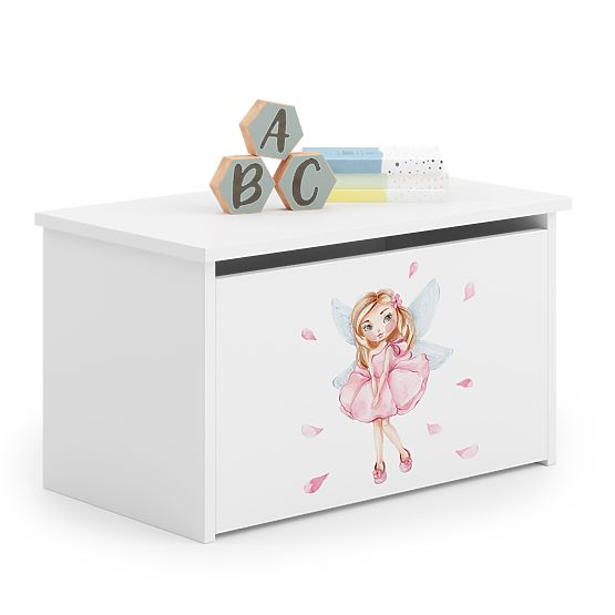 Daria White Toy Chest with Girl with Wings Print