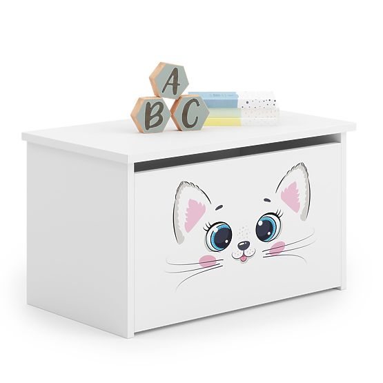 Daria White Toy Chest with Pink Cat Print