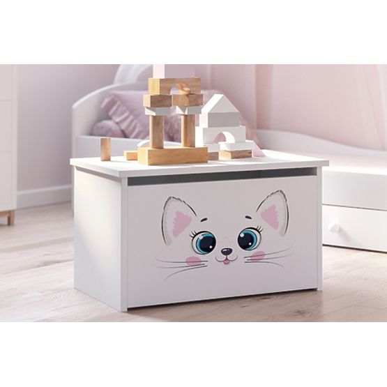 Daria White Toy Chest with Pink Cat Print
