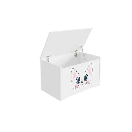 Daria White Toy Chest with Pink Cat Print