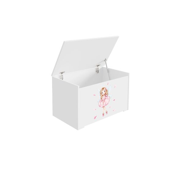Daria White Toy Chest with Sleeping Princess Print