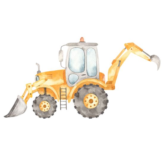 Daria White Toy Chest with Yellow Digger Print