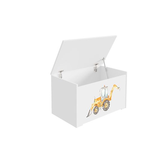Daria White Toy Chest with Yellow Digger Print