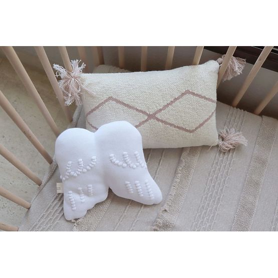 Decorative knitted pillow - Angel Wings