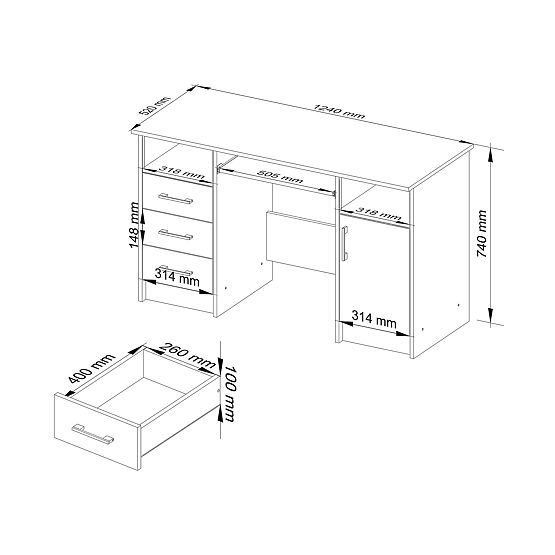 DESK ANA PK WHITE / SONOMA