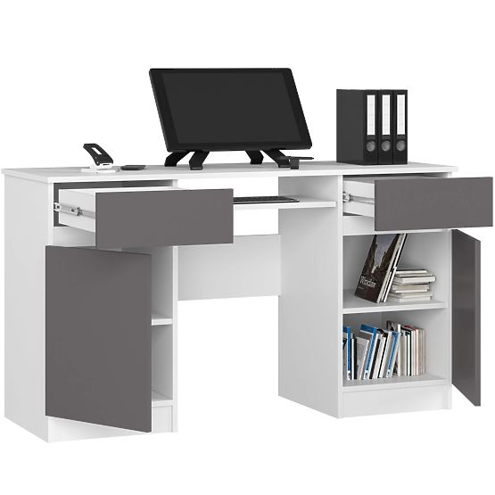 DESK CLP A5 2D 2DR WHITE / GRAY