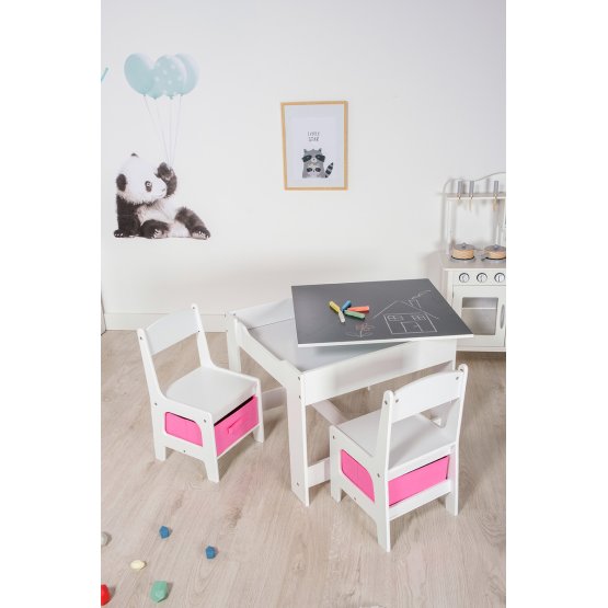 Ourbaby children's table with chairs with pink boxes