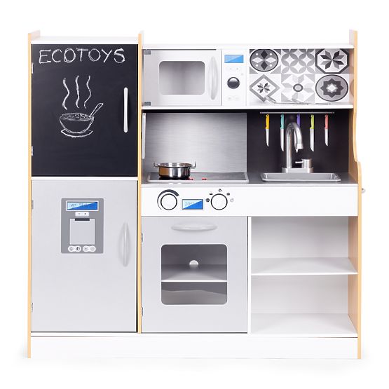 Children's Kitchen with Sound and LED Chalkboard Metal Accessories MDF +3 Years ECOTOYS