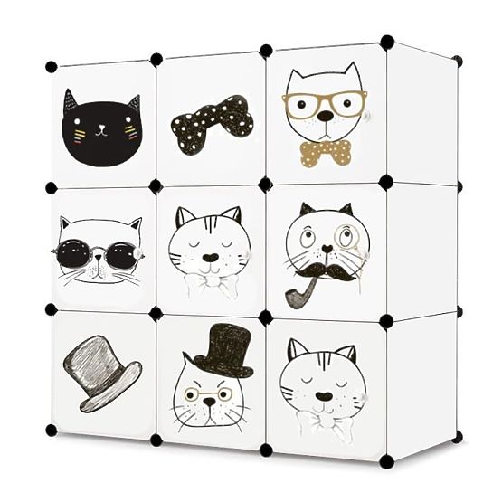 Children's Modular Cabinet Shelf for Kids 9x - Cats