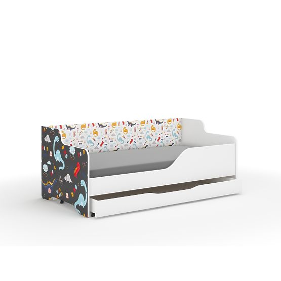 Children's Bed with Back LILU 160 x 80 cm - Dinosaurs