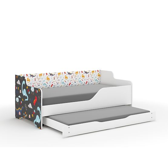 Children's Bed with Back LILU 160 x 80 cm - Dinosaurs