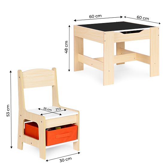 Children's Furniture Set Table + 2 Chairs with Blackboard ECOTOYS
