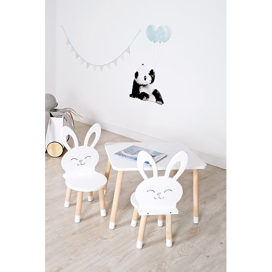 Children's Table with Chairs - Rabbit - White