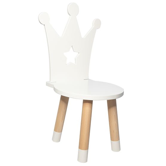 Children's Table with Chairs - Crown - White