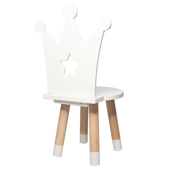 Children's Table with Chairs - Crown - White