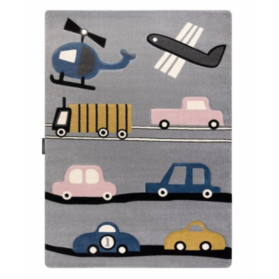 Children's carpet PETIT - Vehicles - gray
