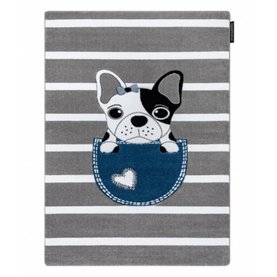 Children's carpet PETIT - Bulldog - gray-white