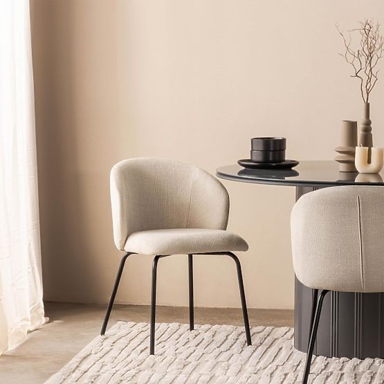 Dining Chair Larisa, Light Beige/Black Legs