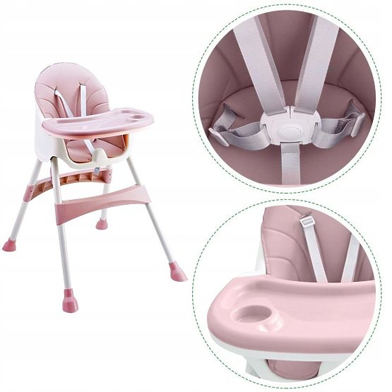 Dining chair Prima 2in1 - pink and white