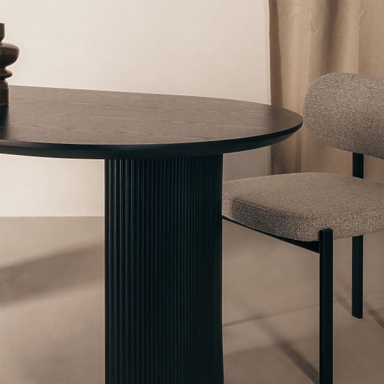 Dining Table Maurizio 180 cm, Black, Grooved