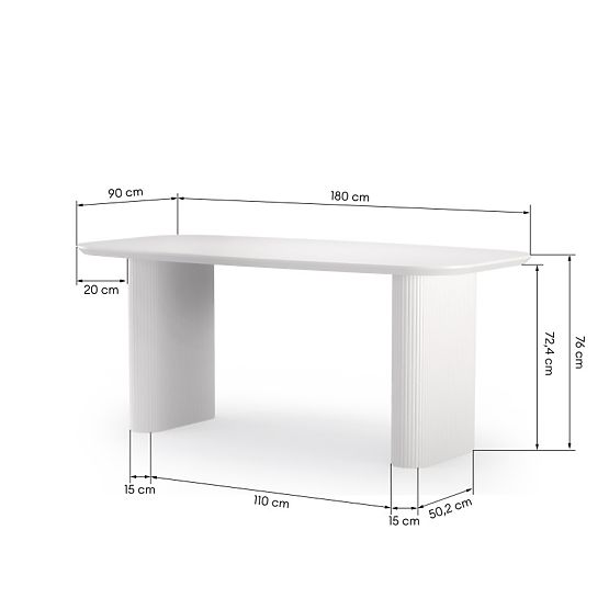 Dining Table Mesilla White, Slats