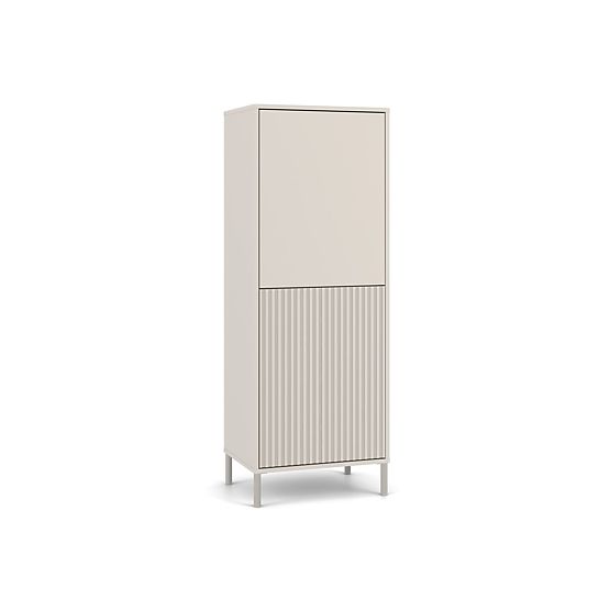 Display Cabinet KAMARO 2DK SLIM/SMOOTH CASHMERE Louvered Grooved + Classic Front Panel