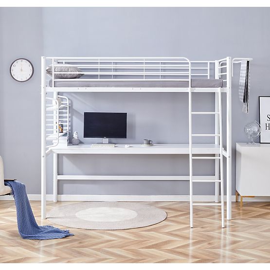 DOLCE Loft Bed with Desk and Organizer, White (3p=1pc)