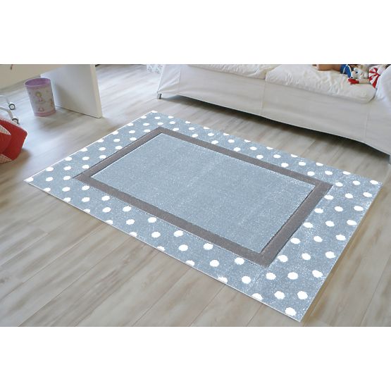 Dots Children's Rug - Blue/Silver-Grey