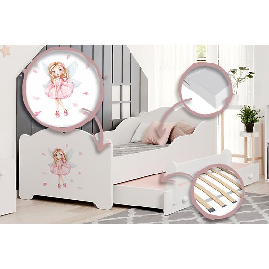 Double Bed ANNA 160x80 Girl with Wings