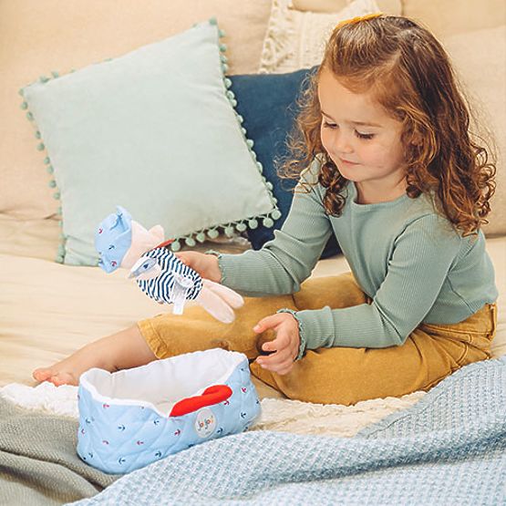 Doudou Jolijou Doll in Blue Carrying Bag 20 cm