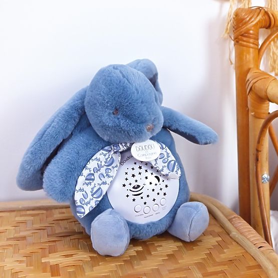 Doudou Music Box with Projection Blue Bunny