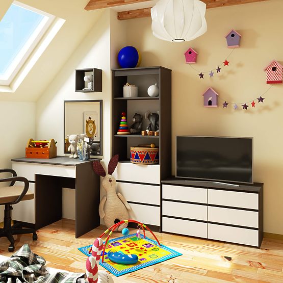 DRESSER CL100 6 DRAWERS GRAY / WHITE