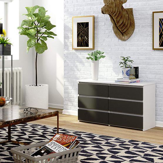 DRESSER CL100 6 DRAWERS WHITE / GRAY