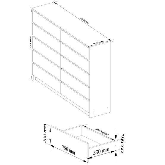 DRESSER K160 10DR CLP PK WHITE / GRAY