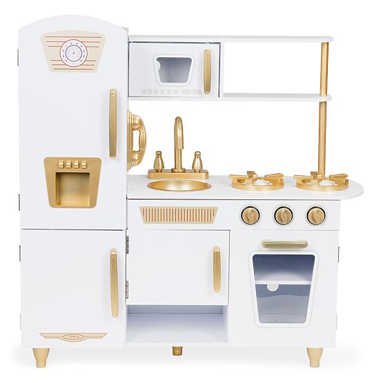 Large Wooden Children's Kitchen White-Gold ECOTOYS