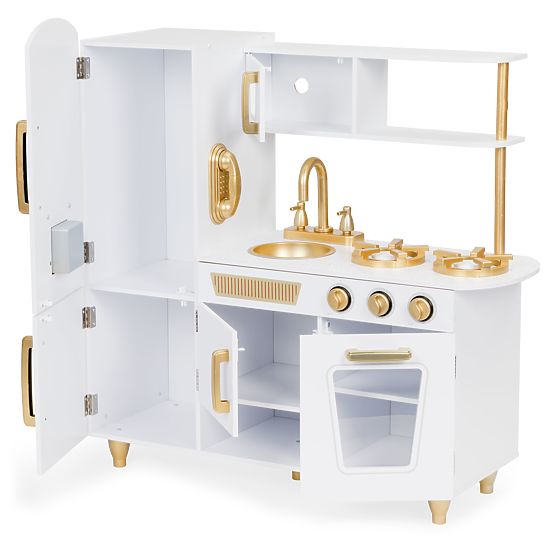Large Wooden Children's Kitchen White-Gold ECOTOYS