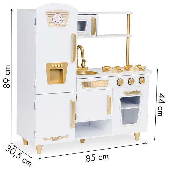 Large Wooden Children's Kitchen White-Gold ECOTOYS