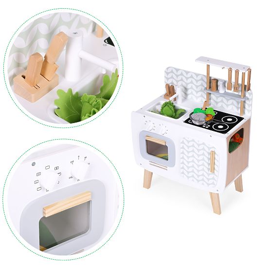 Wooden Children's Kitchen Retro Oven Burners Sink Kitchen Accessories ECOTOYS