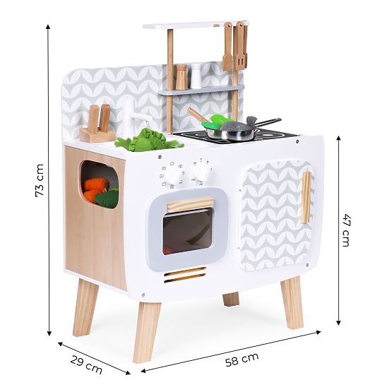 Wooden Children's Kitchen Retro Oven Burners Sink Kitchen Accessories ECOTOYS