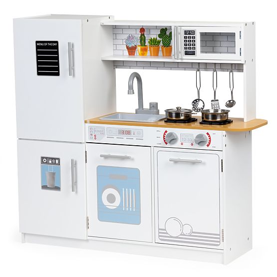 Wooden Kitchen for Kids LED Light + Pots ECOTOYS