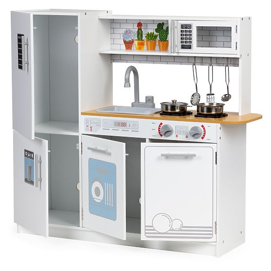 Wooden Kitchen for Kids LED Light + Pots ECOTOYS