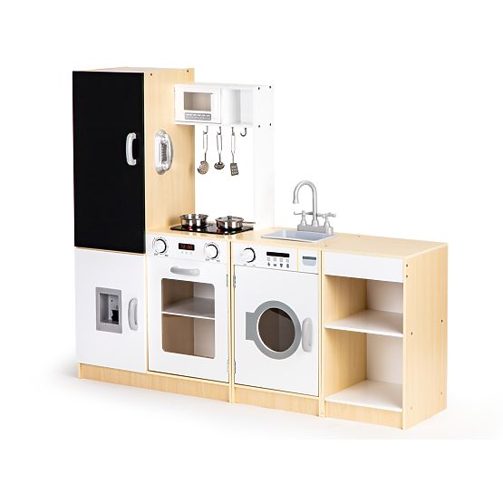 Wooden Kitchen for Children Separate Segments XXL Blackboard + LED ECOTOYS
