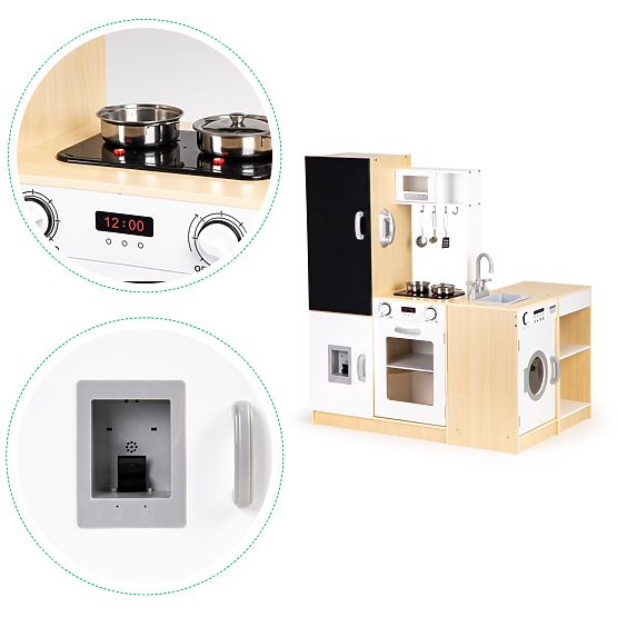 Wooden Kitchen for Children Separate Segments XXL Blackboard + LED ECOTOYS