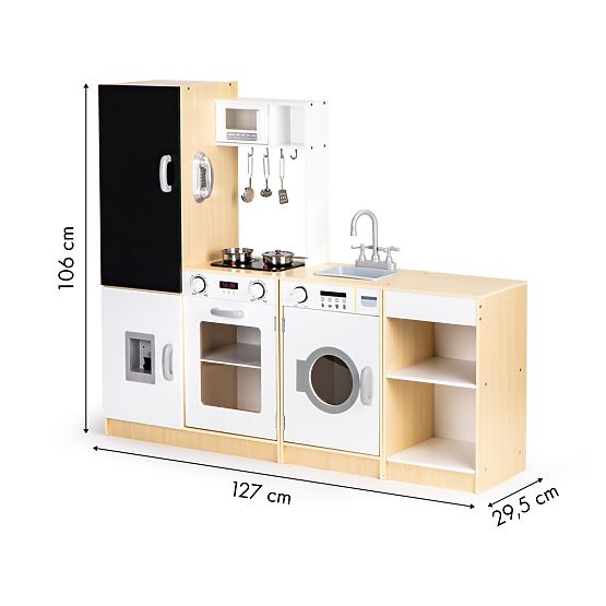 Wooden Kitchen for Children Separate Segments XXL Blackboard + LED ECOTOYS