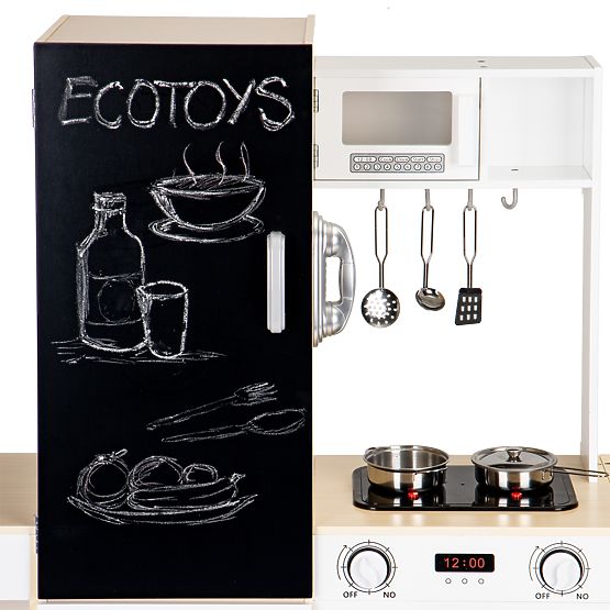 Wooden Kitchen for Children Separate Segments XXL Blackboard + LED ECOTOYS